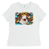 White cowhide leopard calf Ladies Tee - RanaPortraitStore