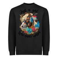 Black just a girl who loves horses haflinger Heavyweight Sweatshirt - LillyAllenDesigns
