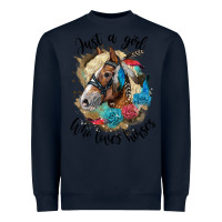 Navy just a girl who loves horses haflinger Heavyweight Sweatshirt - LillyAllenDesigns