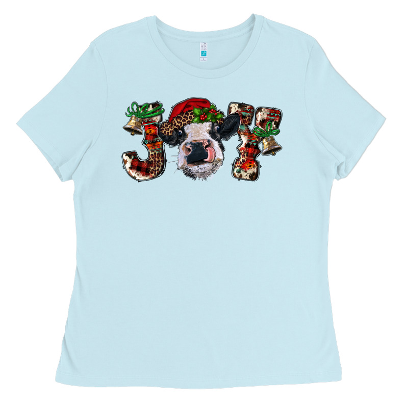 Christmas Joy With Heifer Cow Ladies Tee by RanaPortraitStore | Teevron