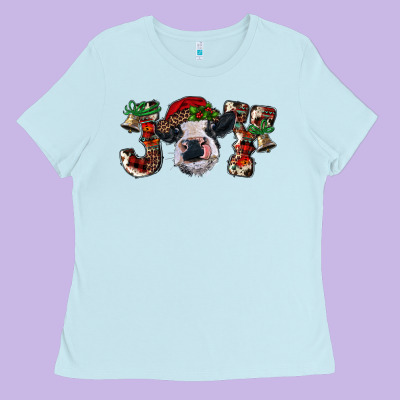 Christmas Joy With Heifer Cow Ladies Tee Designed By Ranaportraitstore