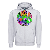 Heather Grey halloween round earrings 4 Zipper Hoodie - BundleAndBundleShop