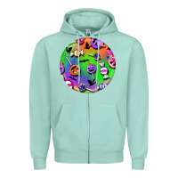 Seafoam halloween round earrings 4 Zipper Hoodie - BundleAndBundleShop