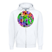 White halloween round earrings 4 Zipper Hoodie - BundleAndBundleShop