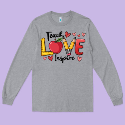 Teach Love Inspire Long Sleeve Tee Designed By Maliassmallbusiness