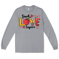 Heather Grey teach love inspire Long Sleeve Tee - MaliasSmallBusiness