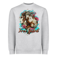Heather Grey free spirit mustang horse Heavyweight Sweatshirt - LillyAllenDesigns
