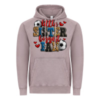 Little Sister Biggest Fan Soccer Vintage Hoodie | Teevron