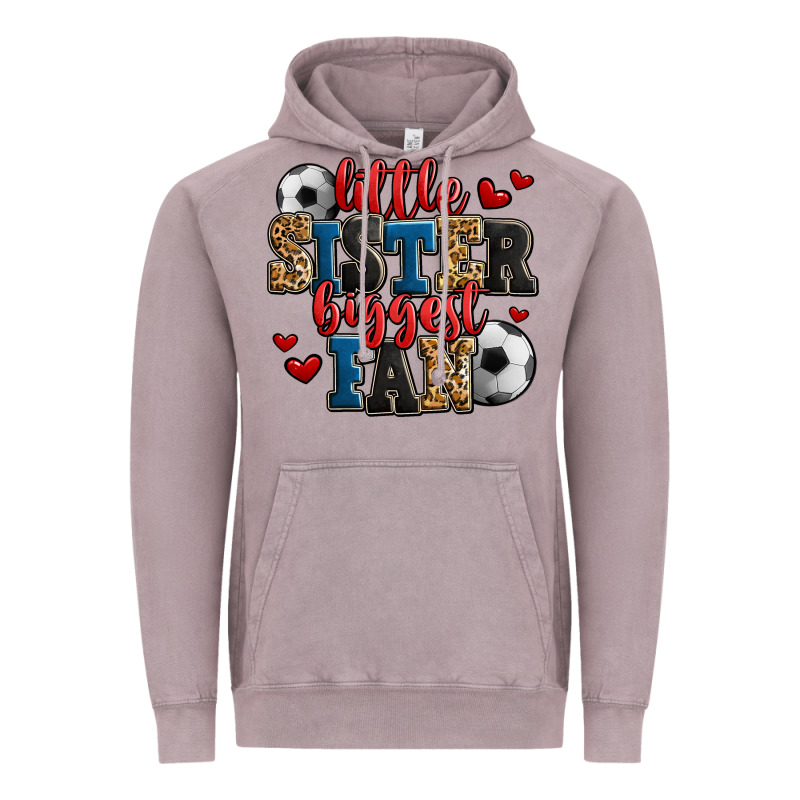 Little Sister Biggest Fan Soccer Vintage Hoodie by Jasminsmagicworld | Teevron