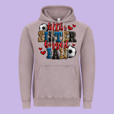 Little Sister Biggest Fan Soccer Vintage Hoodie Designed By Jasminsmagicworld