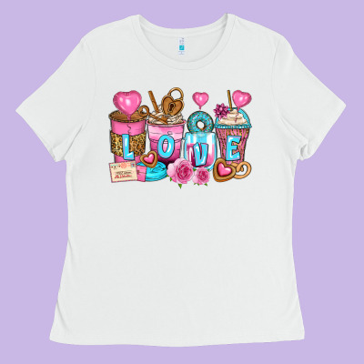Valentine's Day Coffee Cups Ladies Tee Designed By Zillion Design Studio