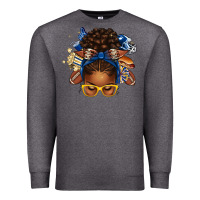 Charcoal Heather blue and gold american football afro messy bun Premium Sweatshirt - texasbilliewilder
