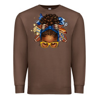 Chestnut blue and gold american football afro messy bun Premium Sweatshirt - texasbilliewilder