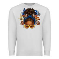Dove Grey blue and gold american football afro messy bun Premium Sweatshirt - texasbilliewilder