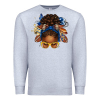 Heather Grey blue and gold american football afro messy bun Premium Sweatshirt - texasbilliewilder