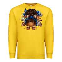 Lemon blue and gold american football afro messy bun Premium Sweatshirt - texasbilliewilder