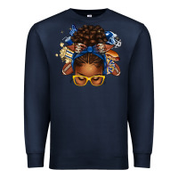 Navy blue and gold american football afro messy bun Premium Sweatshirt - texasbilliewilder
