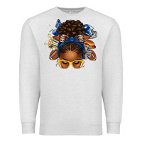 Oatmeal Heather blue and gold american football afro messy bun Premium Sweatshirt - texasbilliewilder