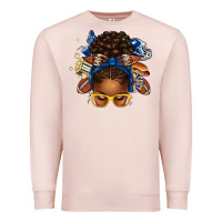 Pale Pink blue and gold american football afro messy bun Premium Sweatshirt - texasbilliewilder