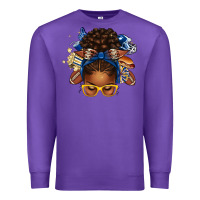 Purple blue and gold american football afro messy bun Premium Sweatshirt - texasbilliewilder