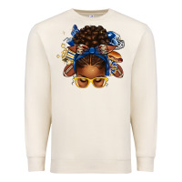Sandshell blue and gold american football afro messy bun Premium Sweatshirt - texasbilliewilder