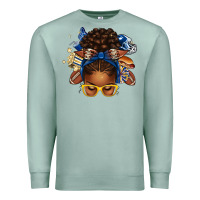 Seafoam blue and gold american football afro messy bun Premium Sweatshirt - texasbilliewilder