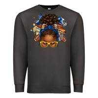 Smoke blue and gold american football afro messy bun Premium Sweatshirt - texasbilliewilder