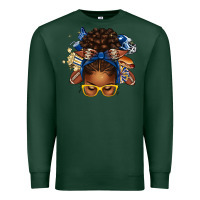 Sports Green blue and gold american football afro messy bun Premium Sweatshirt - texasbilliewilder