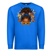 True Royal blue and gold american football afro messy bun Premium Sweatshirt - texasbilliewilder