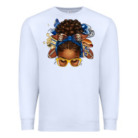 White blue and gold american football afro messy bun Premium Sweatshirt - texasbilliewilder