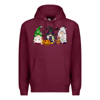 Burgundy Halloween gnomes Premium Hoodie - NancyCooperArtShop