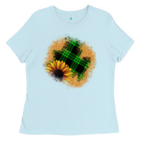 Baby Blue sunflower christmas patch Ladies Tee - JahusDesignShop