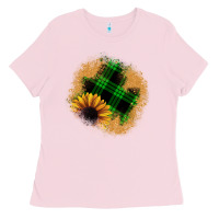 Bubblegum Pink sunflower christmas patch Ladies Tee - JahusDesignShop