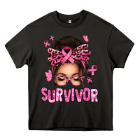 Asphalt breast cancer survivor afro messy bun Heavy Core Tee - texasbilliewilder