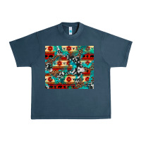 Midnight Navy aztec leopard cowhide turquoise Urban Heavy Tee - BarkalooDesign