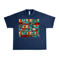 Navy aztec leopard cowhide turquoise Urban Heavy Tee - BarkalooDesign