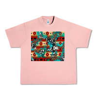 Salmon aztec leopard cowhide turquoise Urban Heavy Tee - BarkalooDesign