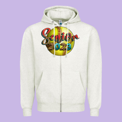 Softball Senior 2023 Zipper Hoodie Designed By Bundleandbundleshop