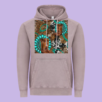 Cowboy Boot And Gemstone Vintage Hoodie Designed By Bundleandbundleshop