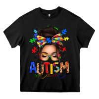 Black autism mom afro messy bun Heavy Core Tee - texasbilliewilder
