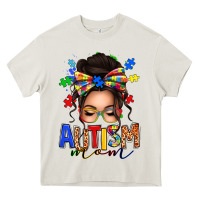 Cream autism mom afro messy bun Heavy Core Tee - texasbilliewilder