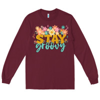 Burgundy stay groovy Long Sleeve Tee - MaliasSmallBusiness