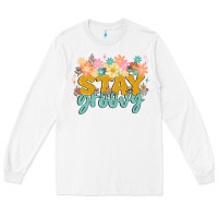 White stay groovy Long Sleeve Tee - MaliasSmallBusiness