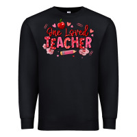 Black one loved teacher afro messy bun Premium Sweatshirt - texasbilliewilder