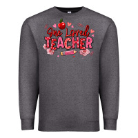 Charcoal Heather one loved teacher afro messy bun Premium Sweatshirt - texasbilliewilder