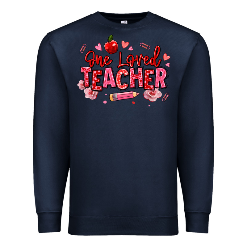One Loved Teacher Afro Messy Bun Premium Sweatshirt by texasbilliewilder | Teevron