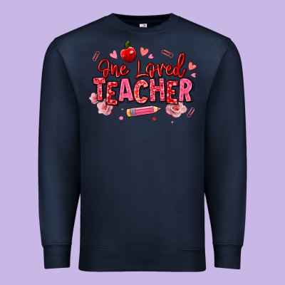 One Loved Teacher Afro Messy Bun Premium Sweatshirt Designed By Texasbilliewilder