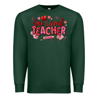 Sports Green one loved teacher afro messy bun Premium Sweatshirt - texasbilliewilder