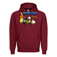 Burgundy daycare dude Zipper Hoodie - BundleAndBundleShop