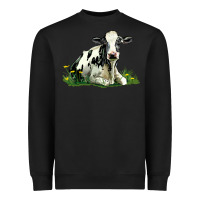 Black holstein cow sitting Heavyweight Sweatshirt - LillyAllenDesigns